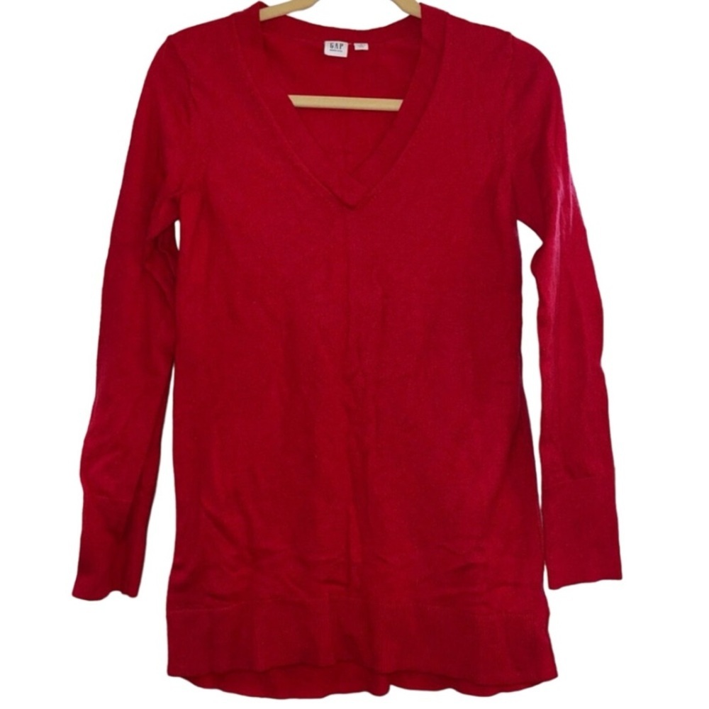 GAP Maternity Red V-Neck Long Sleeve Sweater Sz S